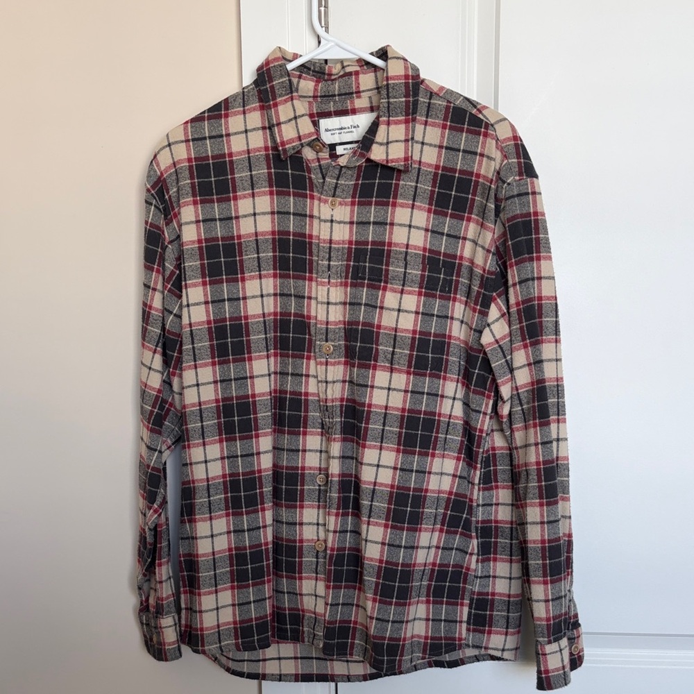 Abercrombie & Fitch Red and Black Plaid Button Down Shirt